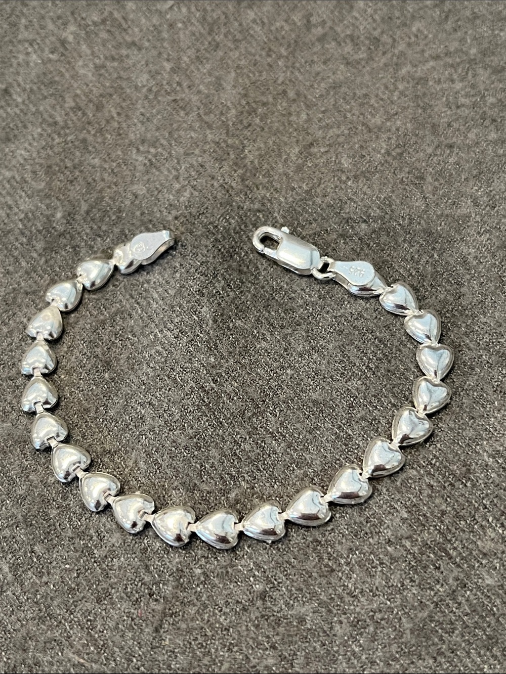 Sterling Puffy Heart Bracelet-6 1/2